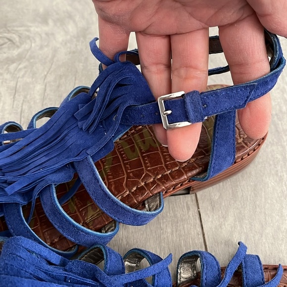 HOST PICK 💙 SAM EDELMAN Suede Leather Fringe Sandal Royal Blue, Size 7.5 - Picture 13 of 13